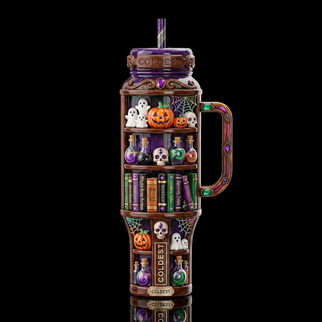 Halloweenshelf, glossy,sugar, trompe-l'œil, beauti... water bottle design