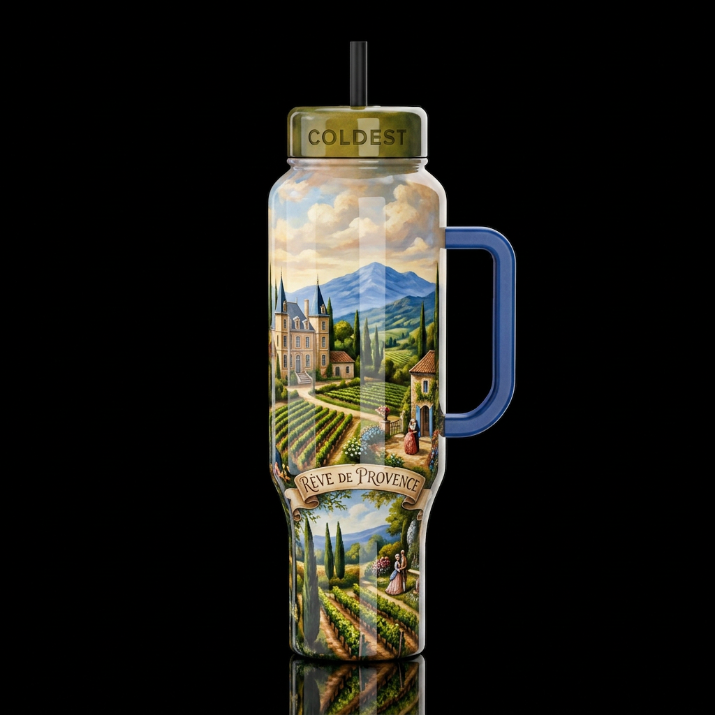 French , glossy, trompe-l'œil, beautiferous, dream... water bottle design