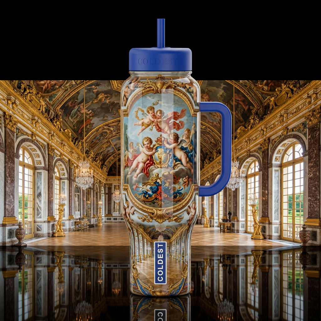 French , glossy, trompe-l'œil, beautiferous, dream... water bottle design