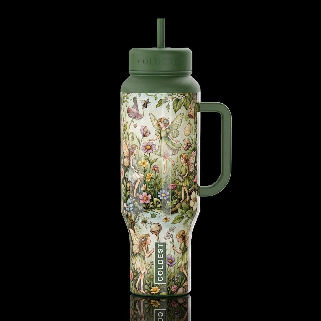 English faeries, glossy, trompe-l'œil, beautiferou... water bottle design