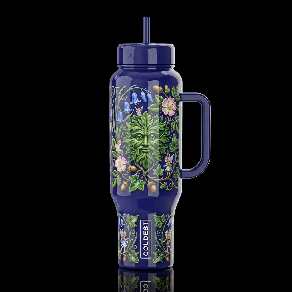 English folklore, glossy, trompe-l'œil, beautifero... water bottle design
