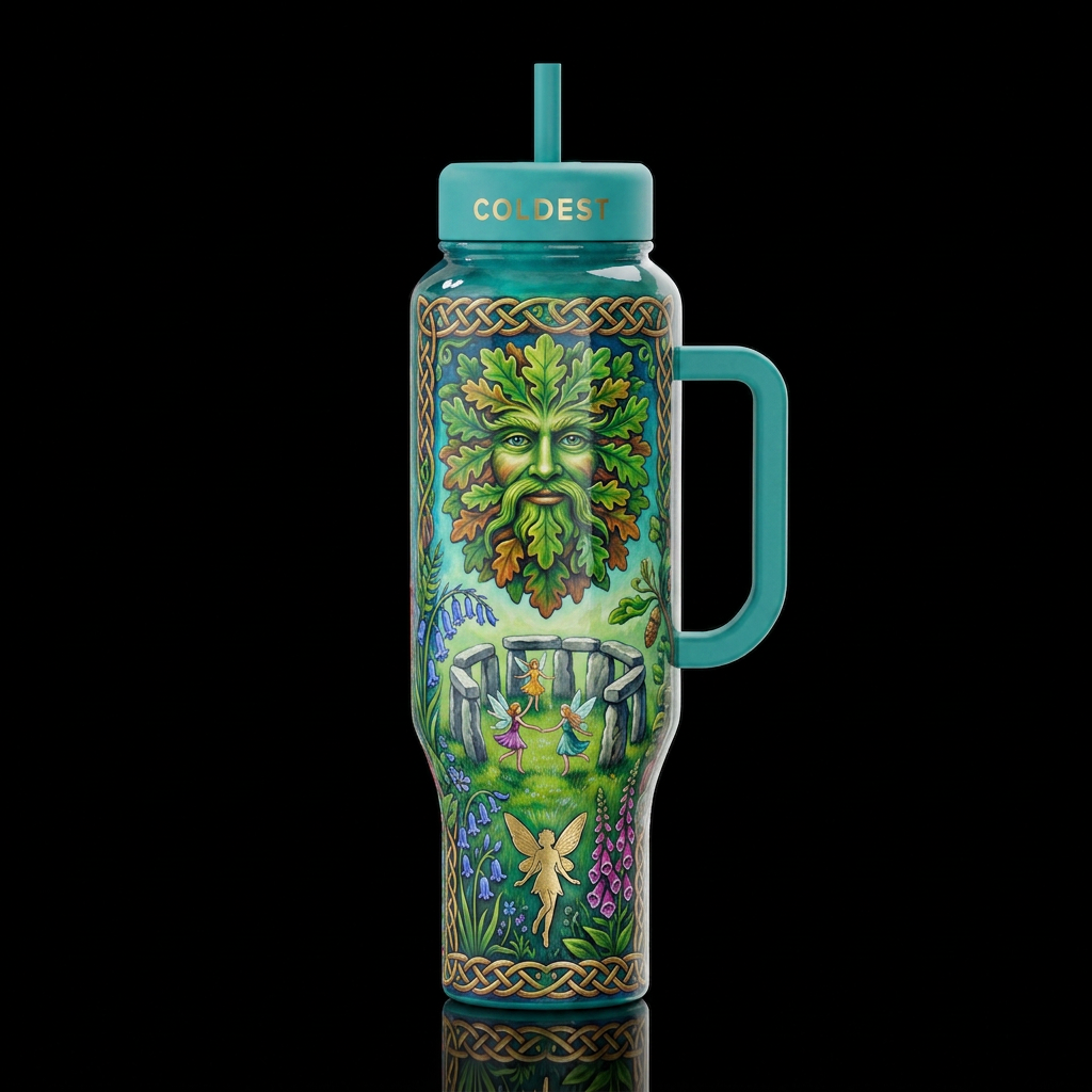 English folklore, glossy, trompe-l'œil, beautifero... water bottle design