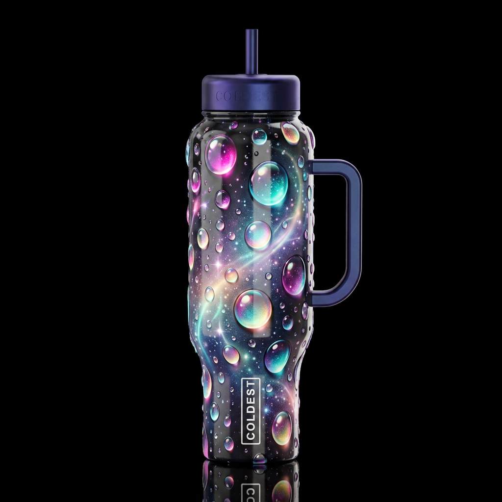 Dew, glossy, trompe-l'œil, beautiferous, glowie,, ... water bottle design