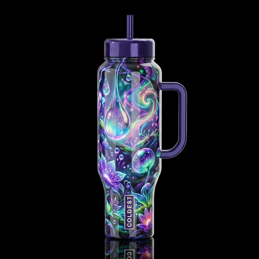 Dew fantasy, glossy, trompe-l'œil, beautiferous, g... water bottle design