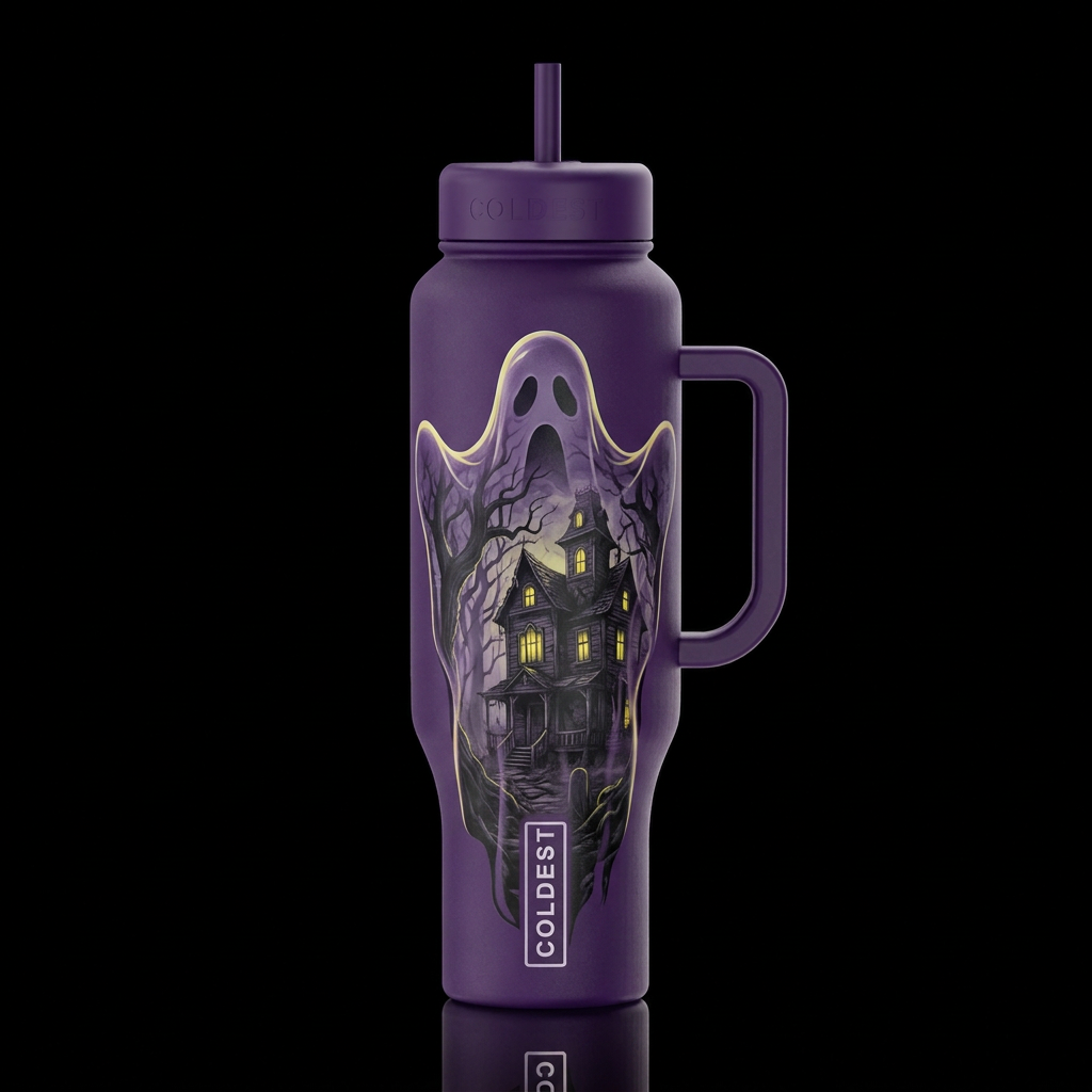 Centric composition, double exposure, translucent ... water bottle design