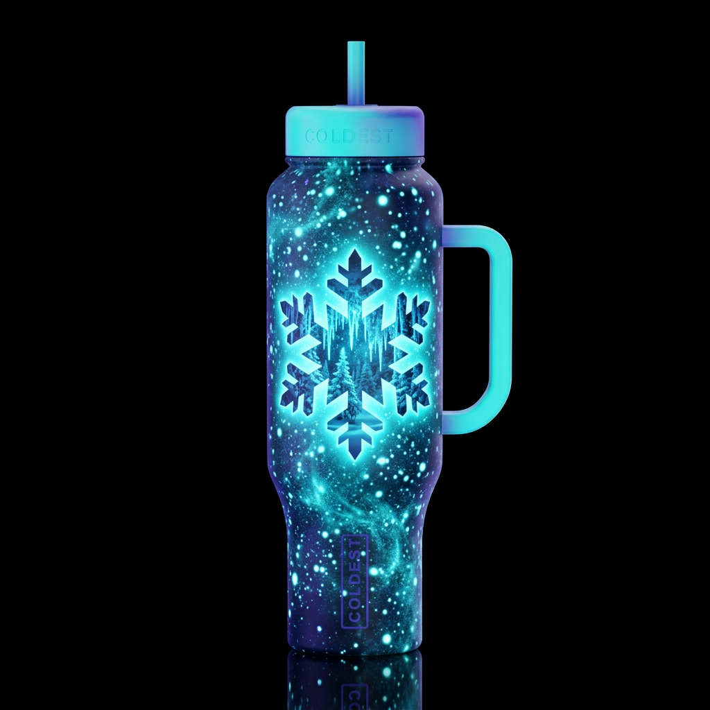 Centric composition, double exposure, sharp glowin... water bottle design
