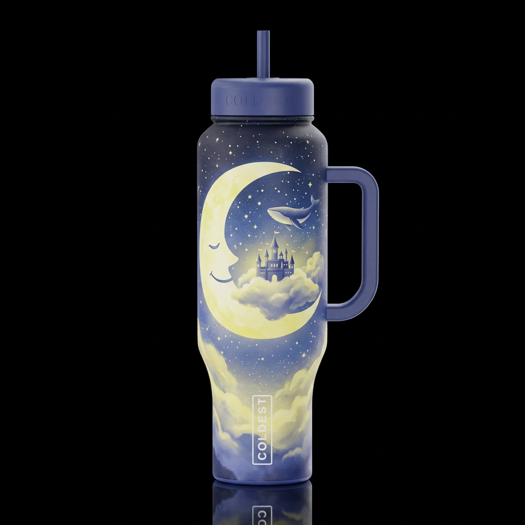 Centric composition, double exposure, smooth silho... water bottle design