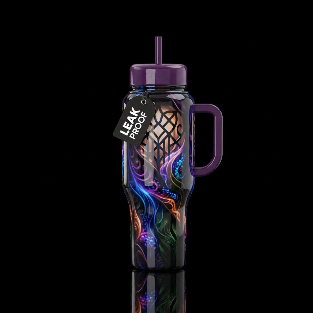 , Chiaroscuro,gobo accents,glossy, trompe-l'œil, b... water bottle design