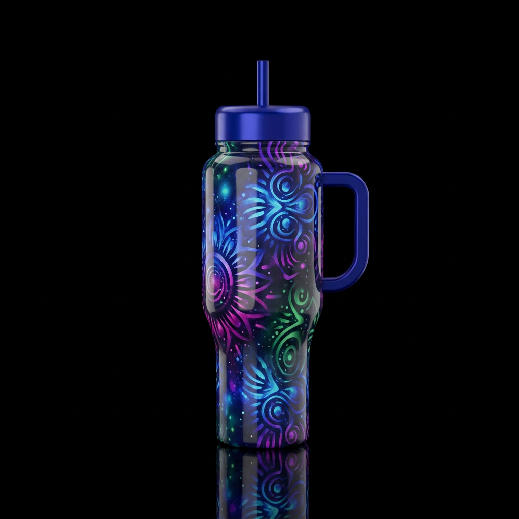 , Chiaroscuro,gobo accents,glossy, trompe-l'œil, b... water bottle design