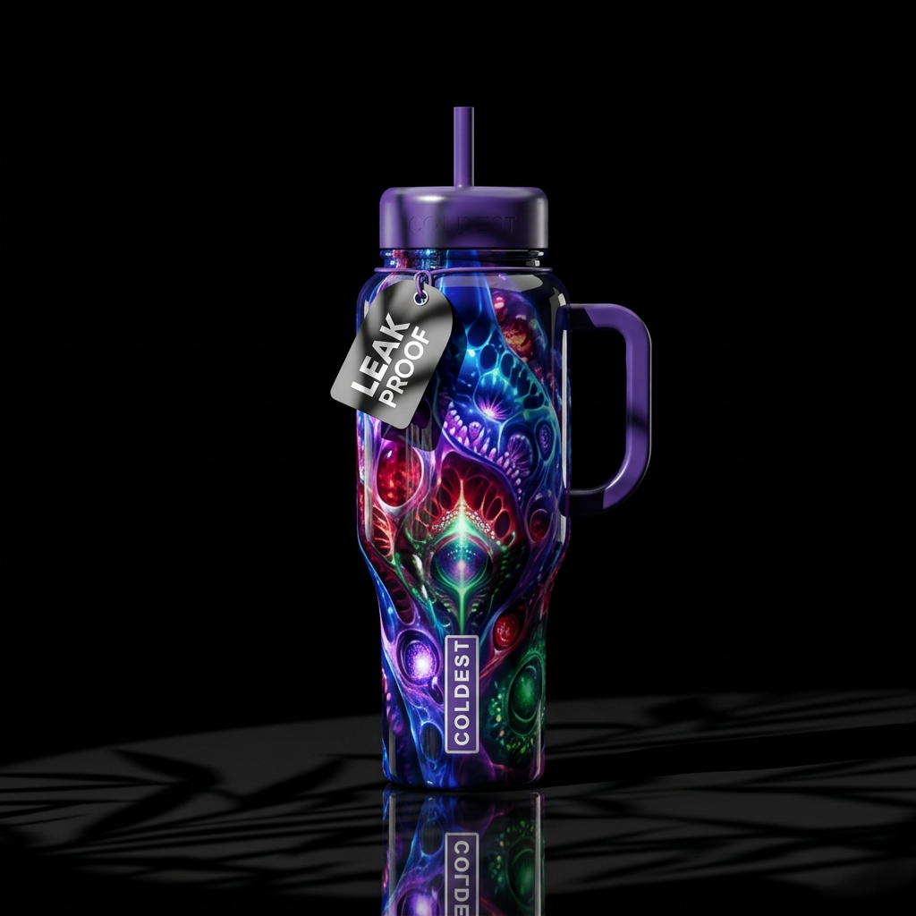 , Chiaroscuro,gobo accents,glossy, trompe-l'œil, b... water bottle design