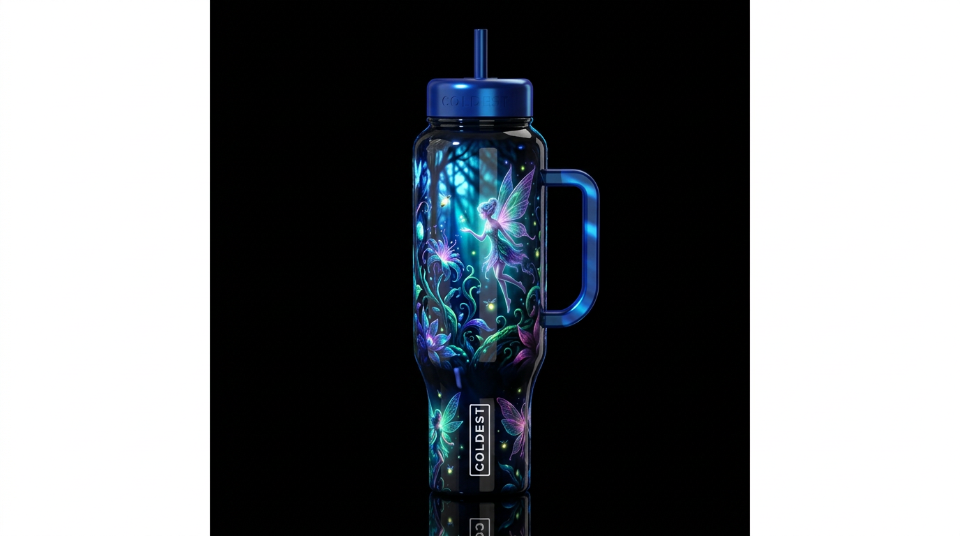 Faerie theme, Chiaroscuro,gobo accents,glossy, tro... water bottle design