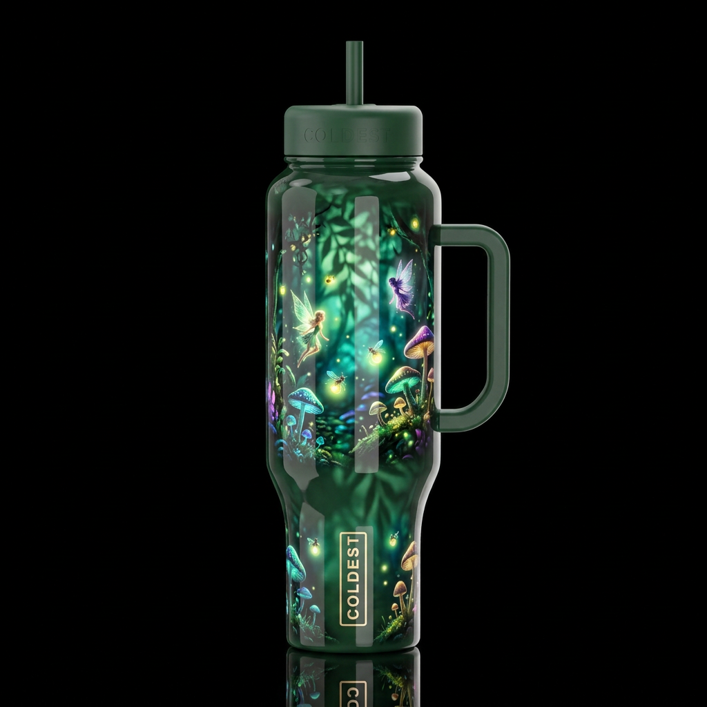 Faerie theme, Chiaroscuro,gobo accents,glossy, tro... water bottle design