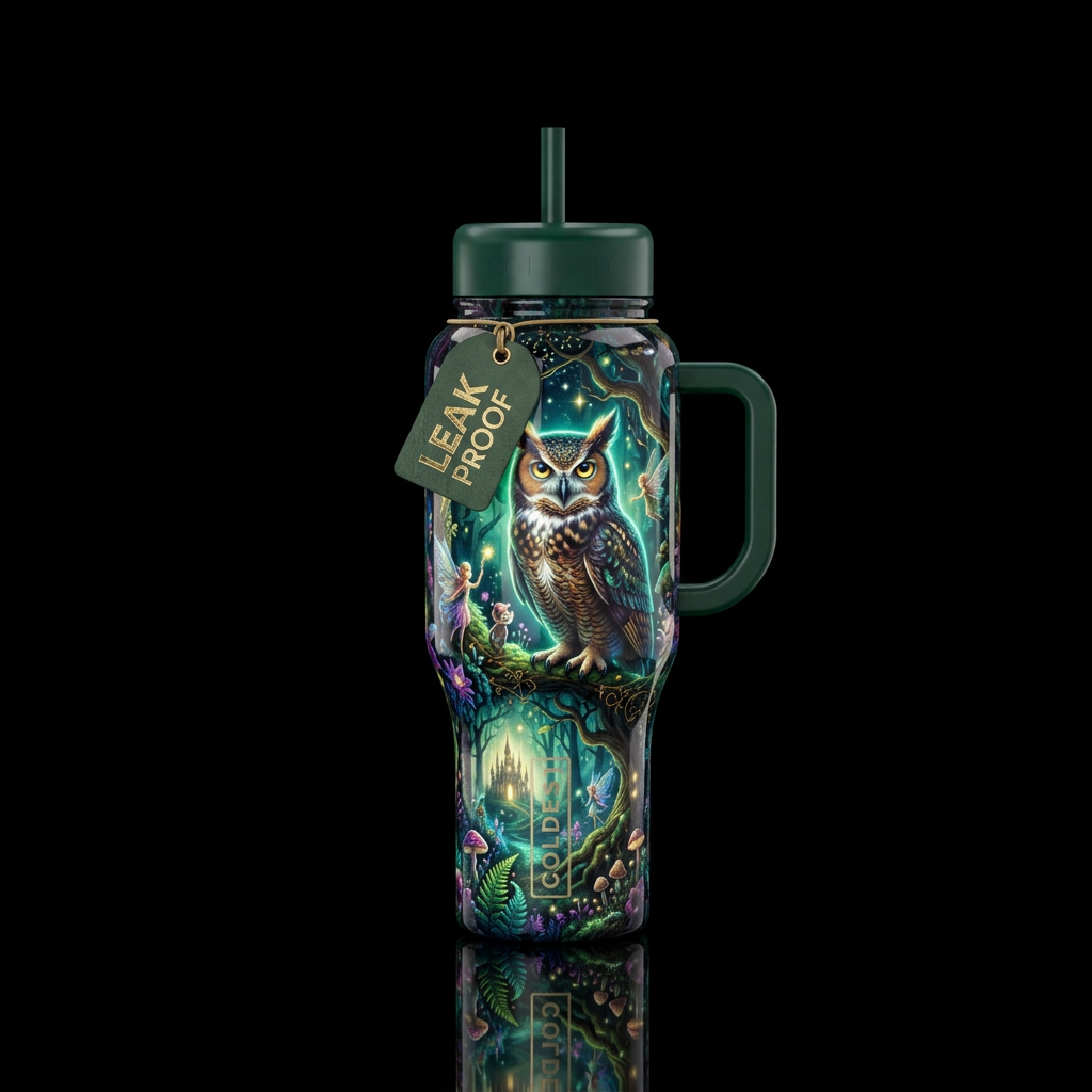 Faerie theme, Chiaroscuro,gobo accents,glossy, tro... water bottle design