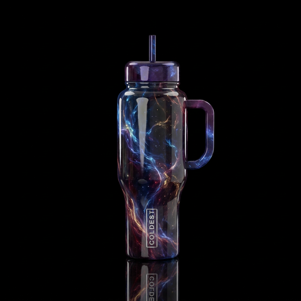 Dynamic darkness,mysterious,glossy, glowie, trompe... water bottle design