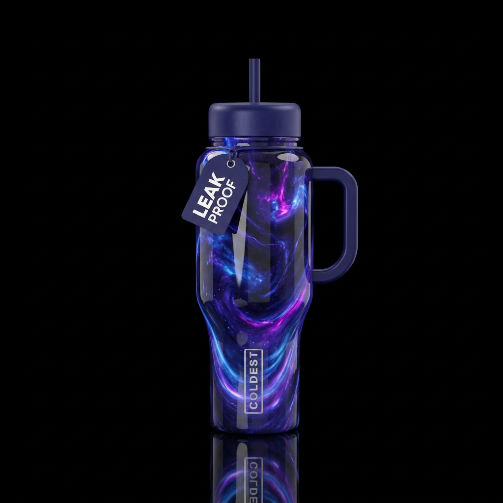 Dynamic darkness,mysterious,glossy, glowie, trompe... water bottle design