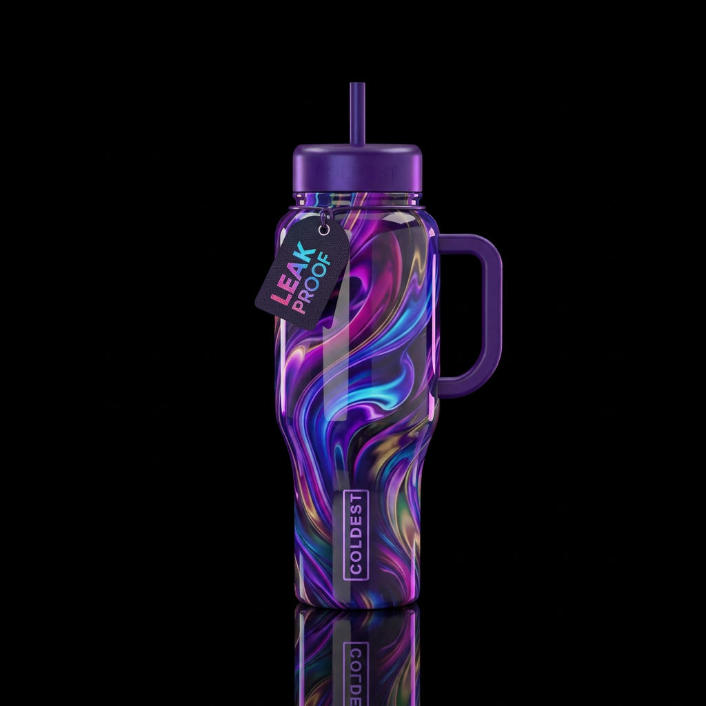 Dynamic Dynamic, glossy, glowie, trompe-l'œil, bea... water bottle design