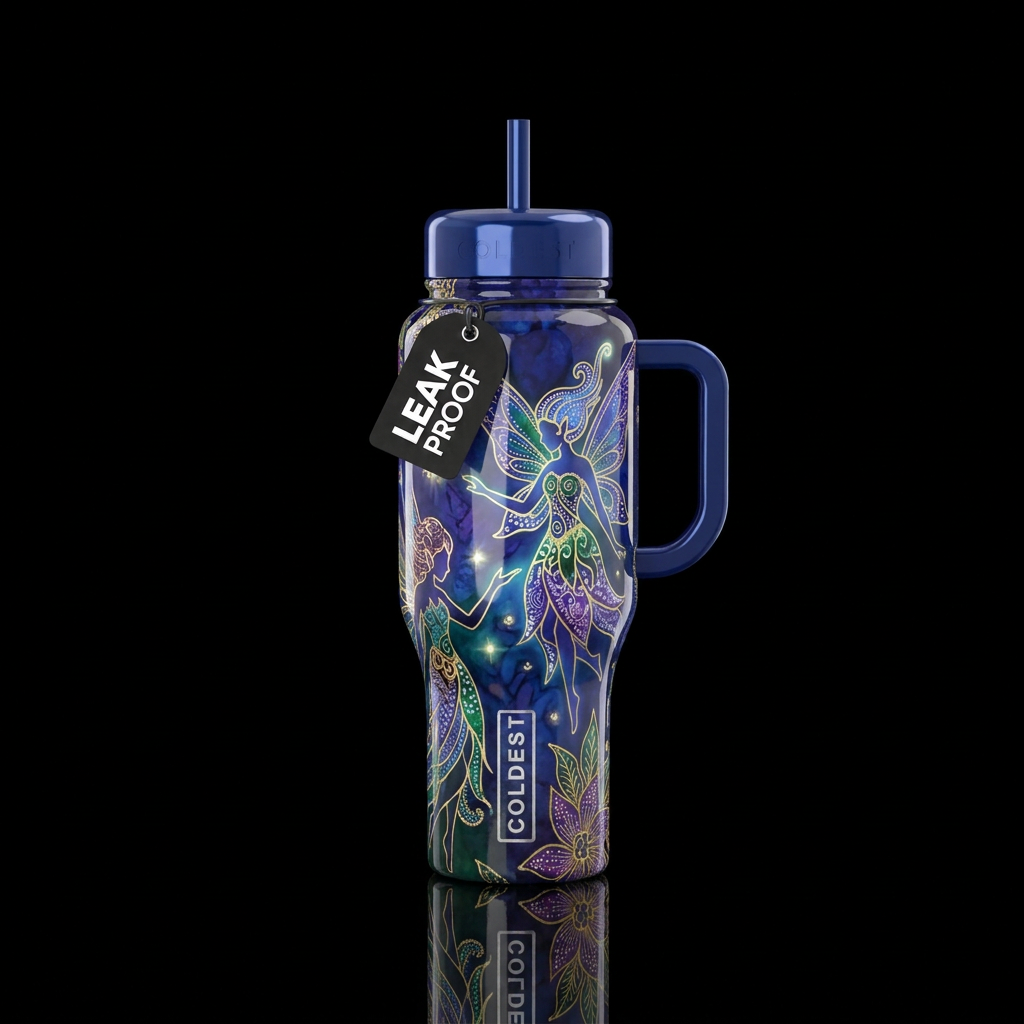 Batik faeries, glossy, glowie, trompe-l'œil, beaut... water bottle design
