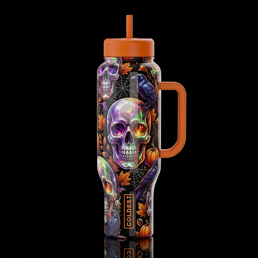 Crystal skulls,glossy, glowie, trompe-l'œil, beaut... water bottle design