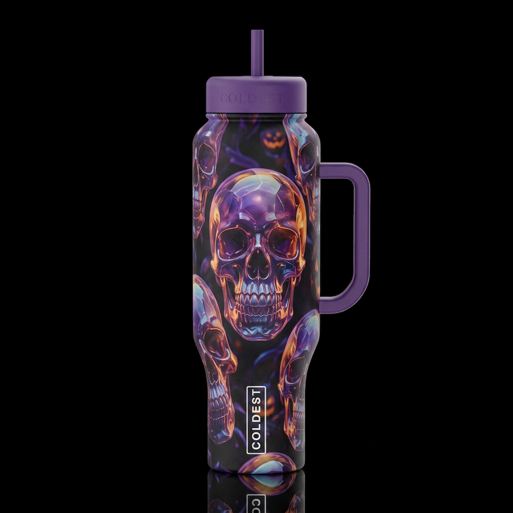 Crystal skulls,glossy, glowie, trompe-l'œil, beaut... water bottle design
