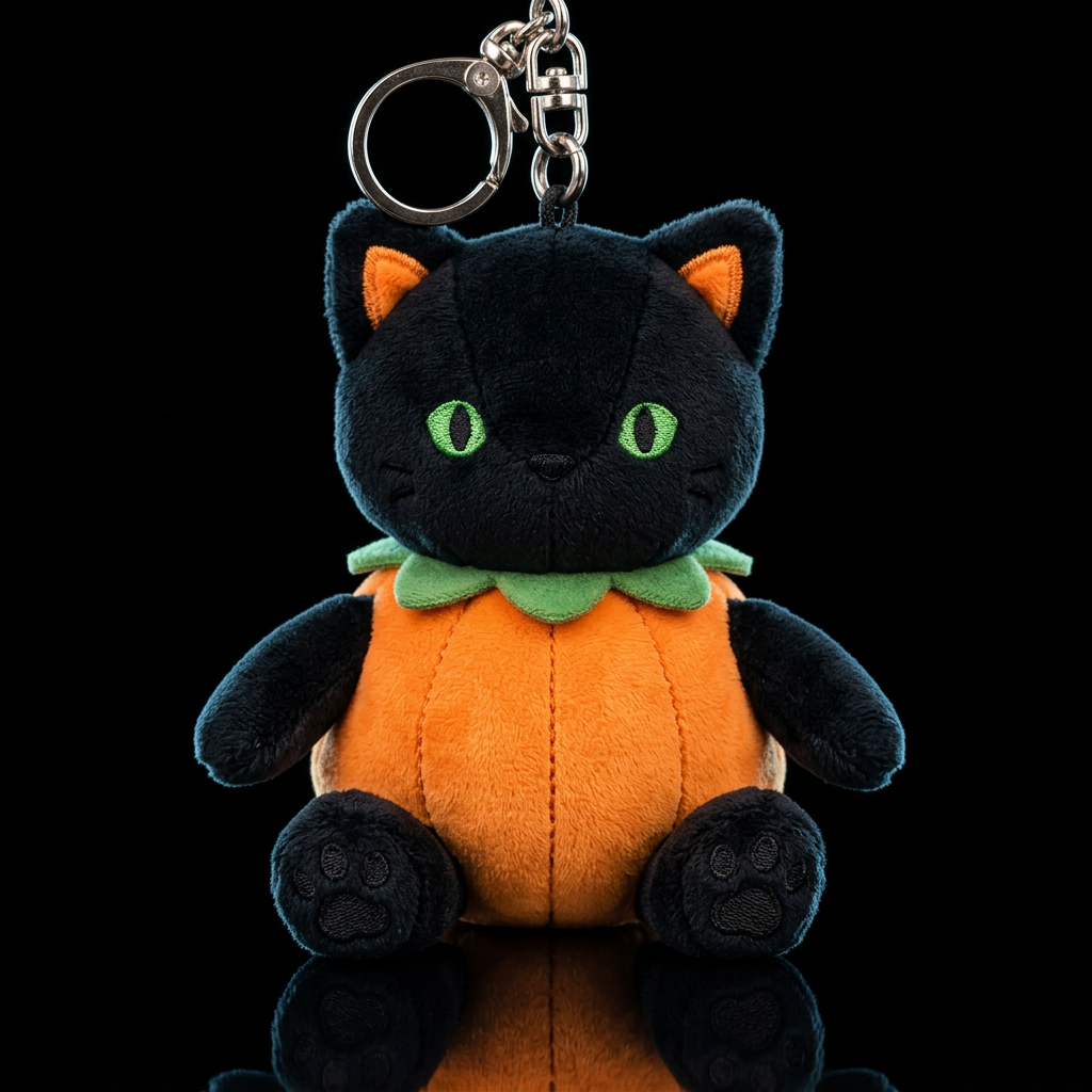 Black cat in a pumpkin, no hat water bottle design