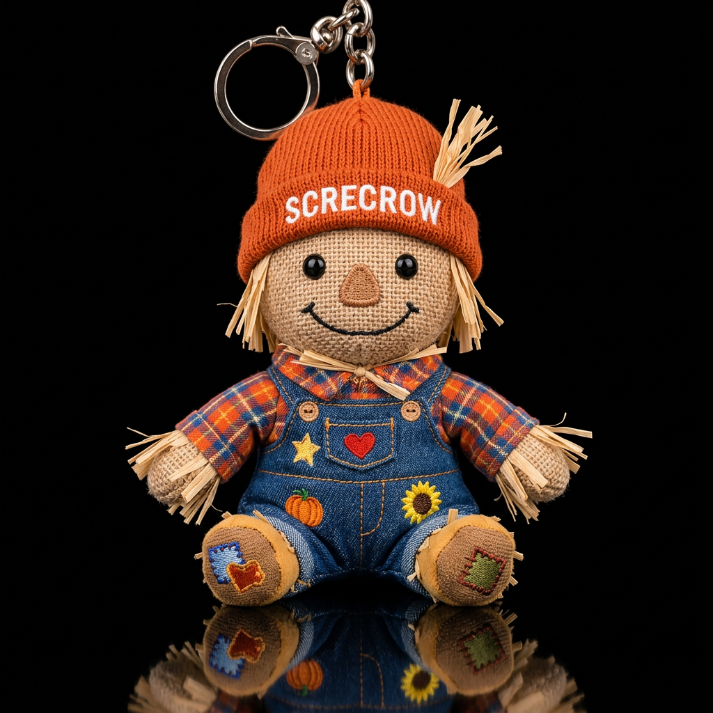 Cute scarecrow, overalls with patches water bottle design