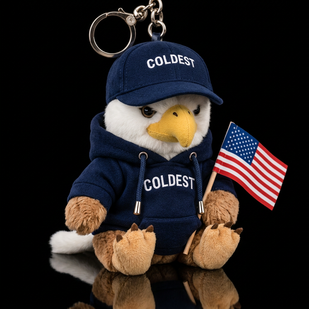 Patriotic eagle holding American flag water bottle design