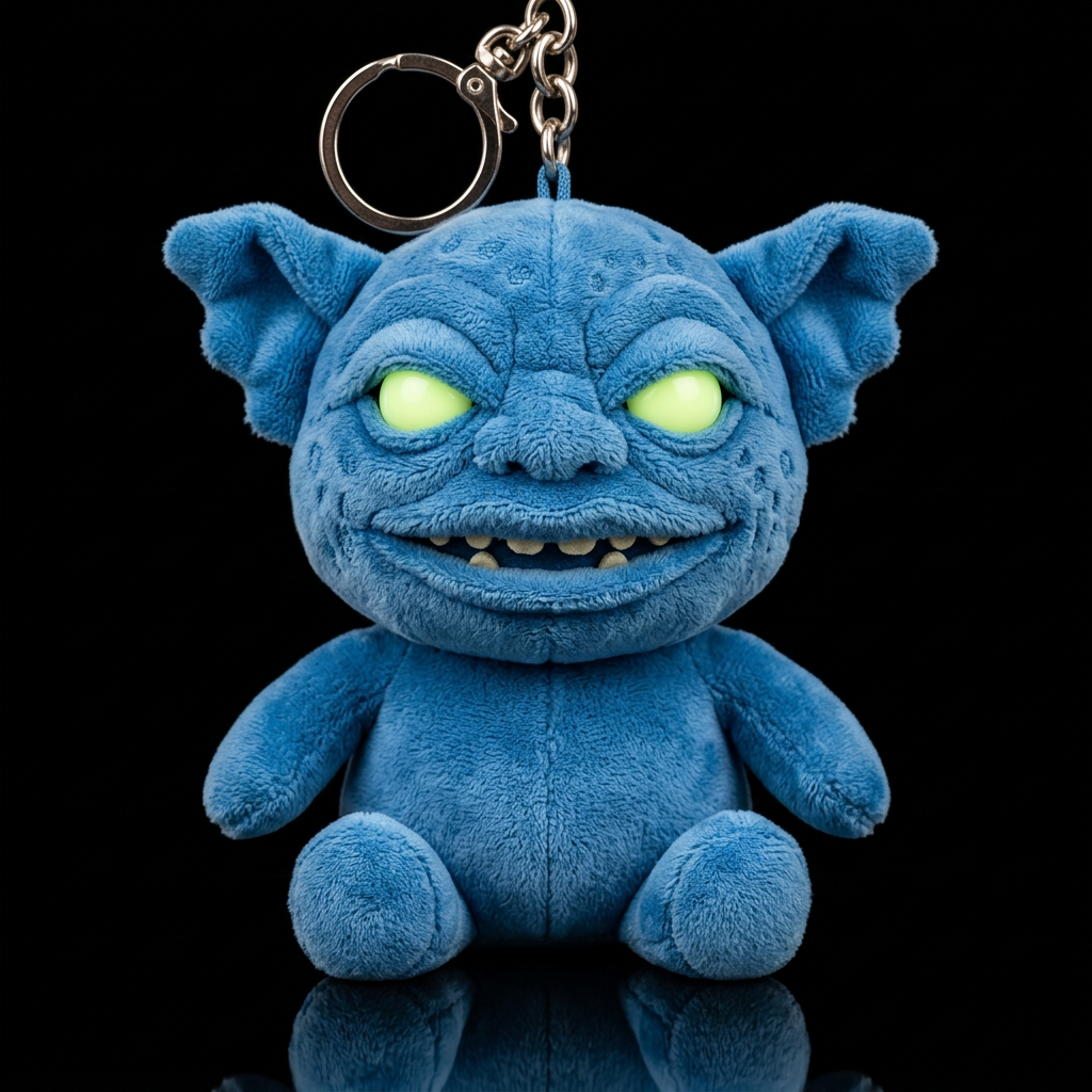 Boglin style with glowie, no shirt no hat,blue water bottle design