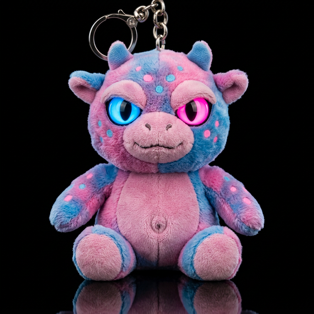 Boglin style with glowie, no shirt no hat,pink and... water bottle design
