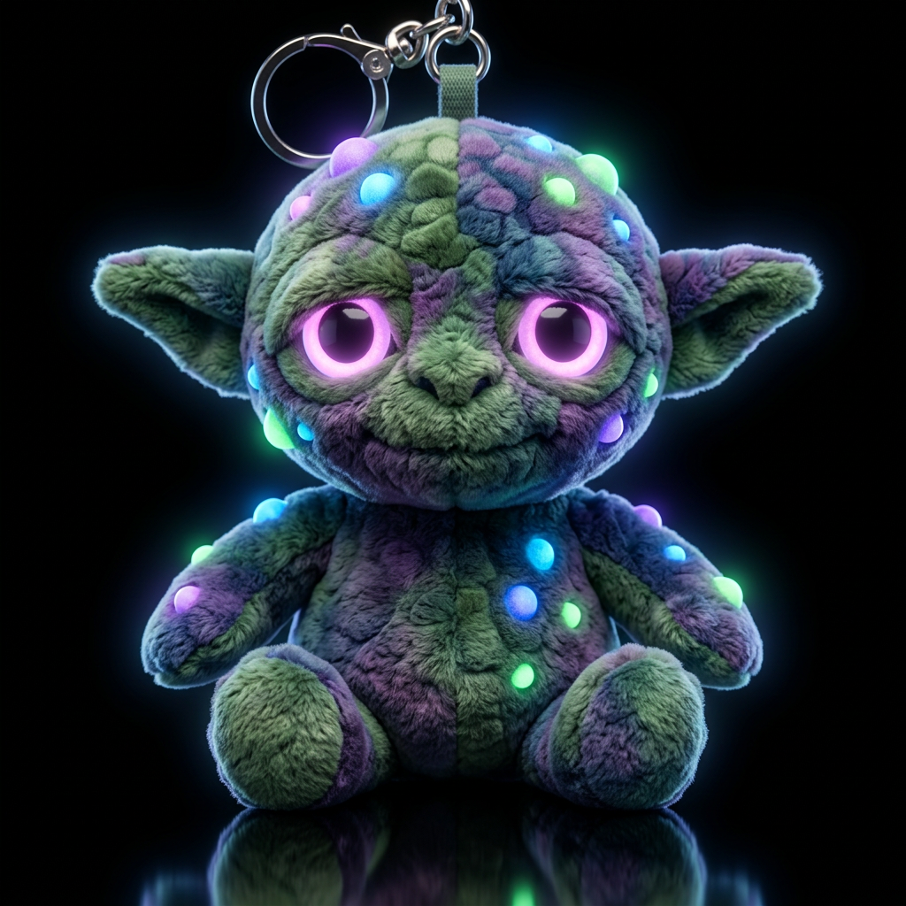 Boglin style with glowie, no shirt no hat,, neon, ... water bottle design