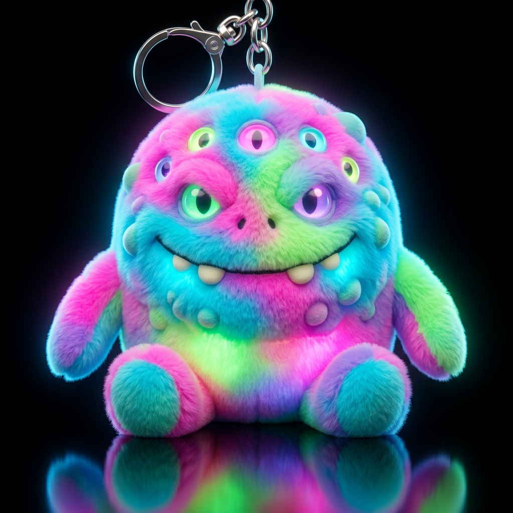 Boglin style with glowie, no shirt no hat,, neon, ... water bottle design