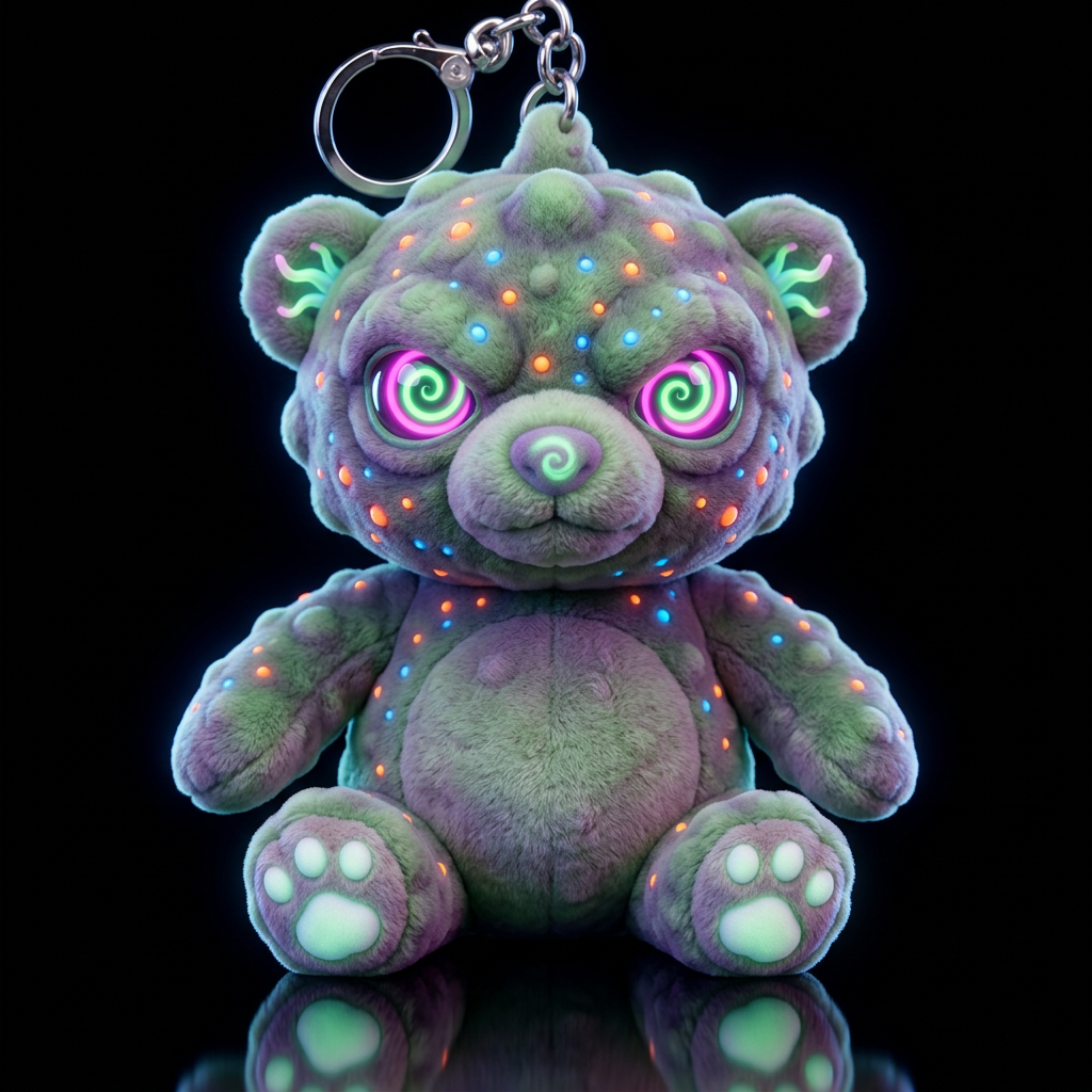 Boglin style with glowie, no shirt no hat,, neon, ... water bottle design
