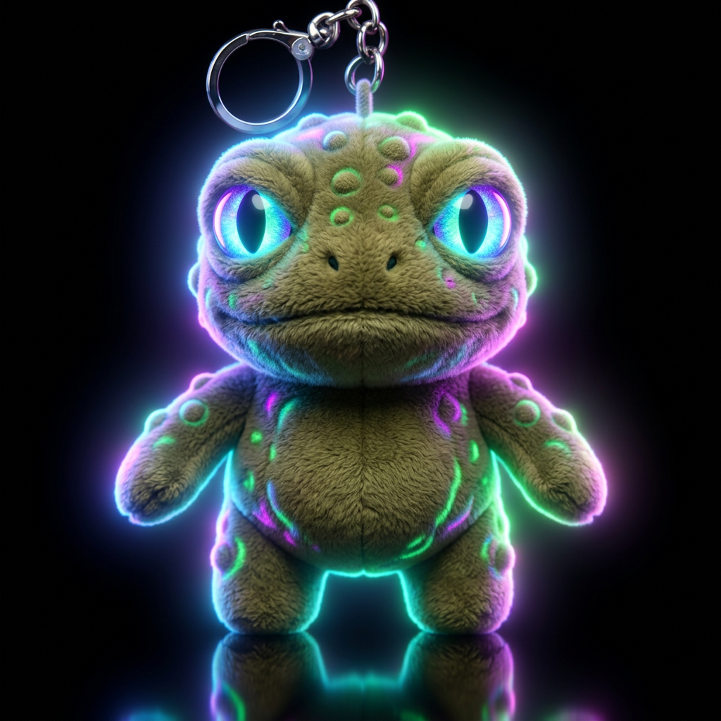 Boglin style with glowie, no shirt no hat,, neon, ... water bottle design