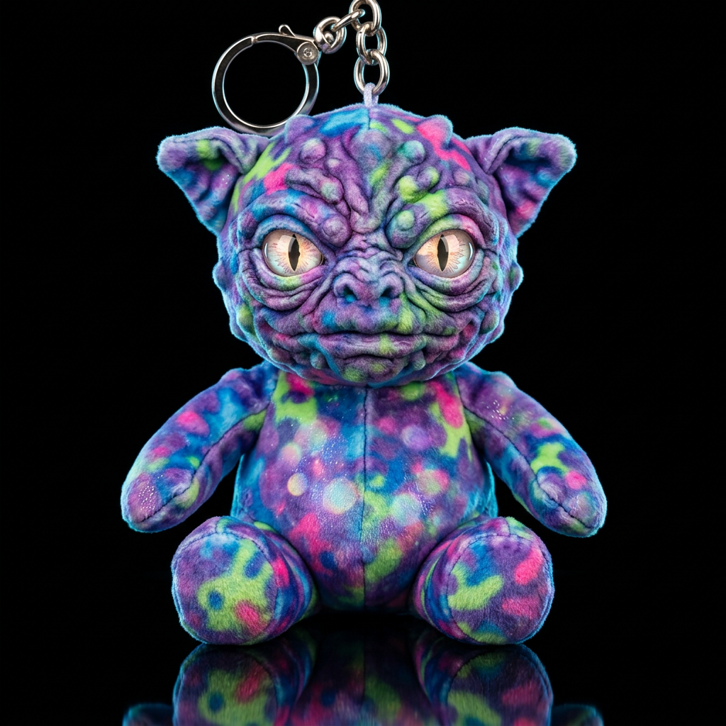 Boglin style with glowie, no shirt no hat,, neon, ... water bottle design