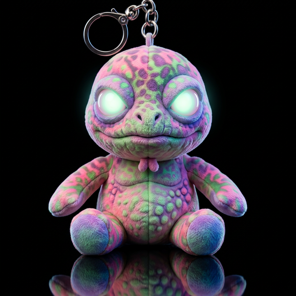 Boglin style with glowie, no shirt no hat,, neon, ... water bottle design