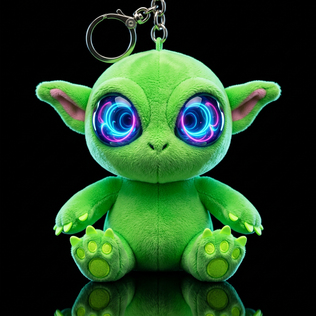 Boglin style with glowie, no shirt no hat,, neon, ... water bottle design
