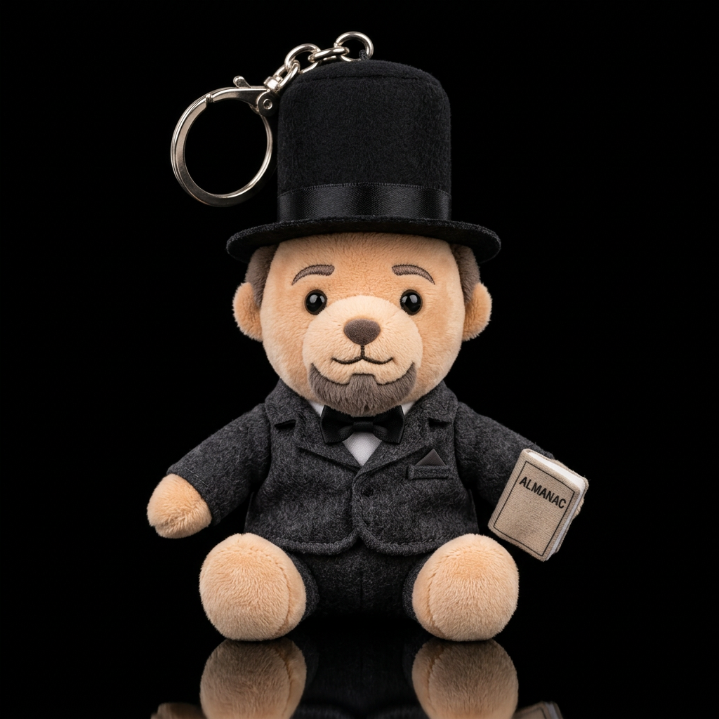 Abe Lincoln wearing his top hat and suit holding a... water bottle design