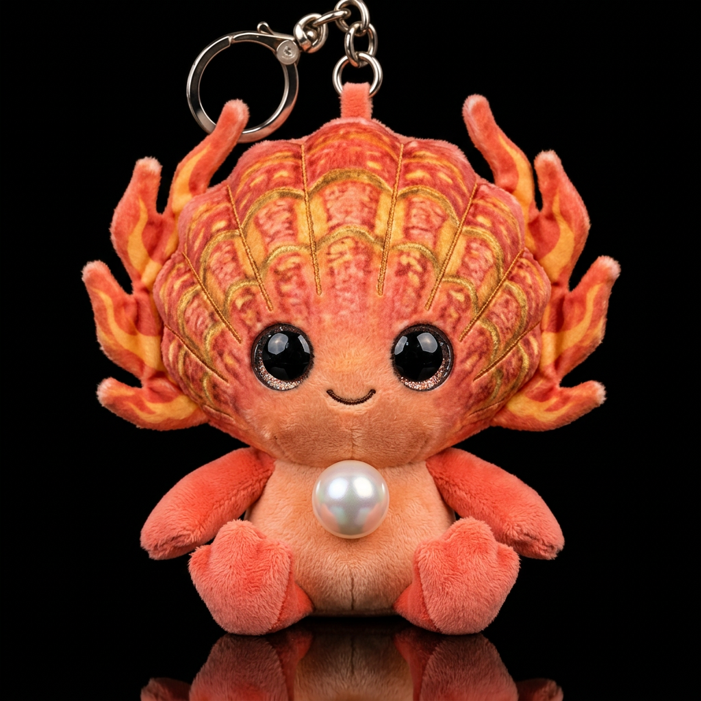 Flame scallop with pearl no hat no shirt, whimsica... water bottle design