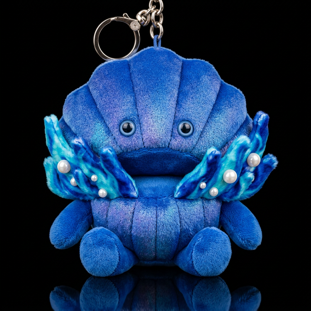 Blue flame scallop with pearl no hat no shirt, whi... water bottle design