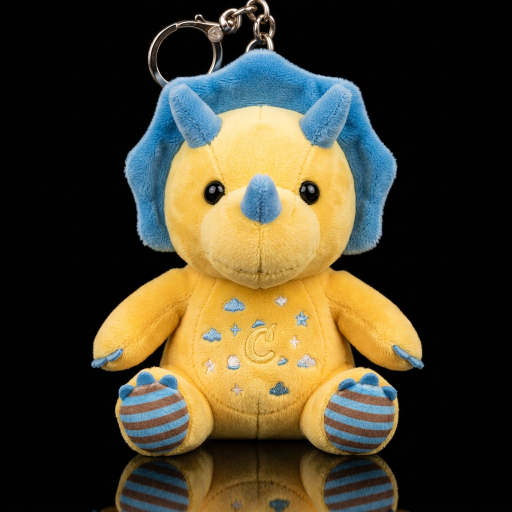 Yellow and blue triceretops no hat no shirt, whims... water bottle design