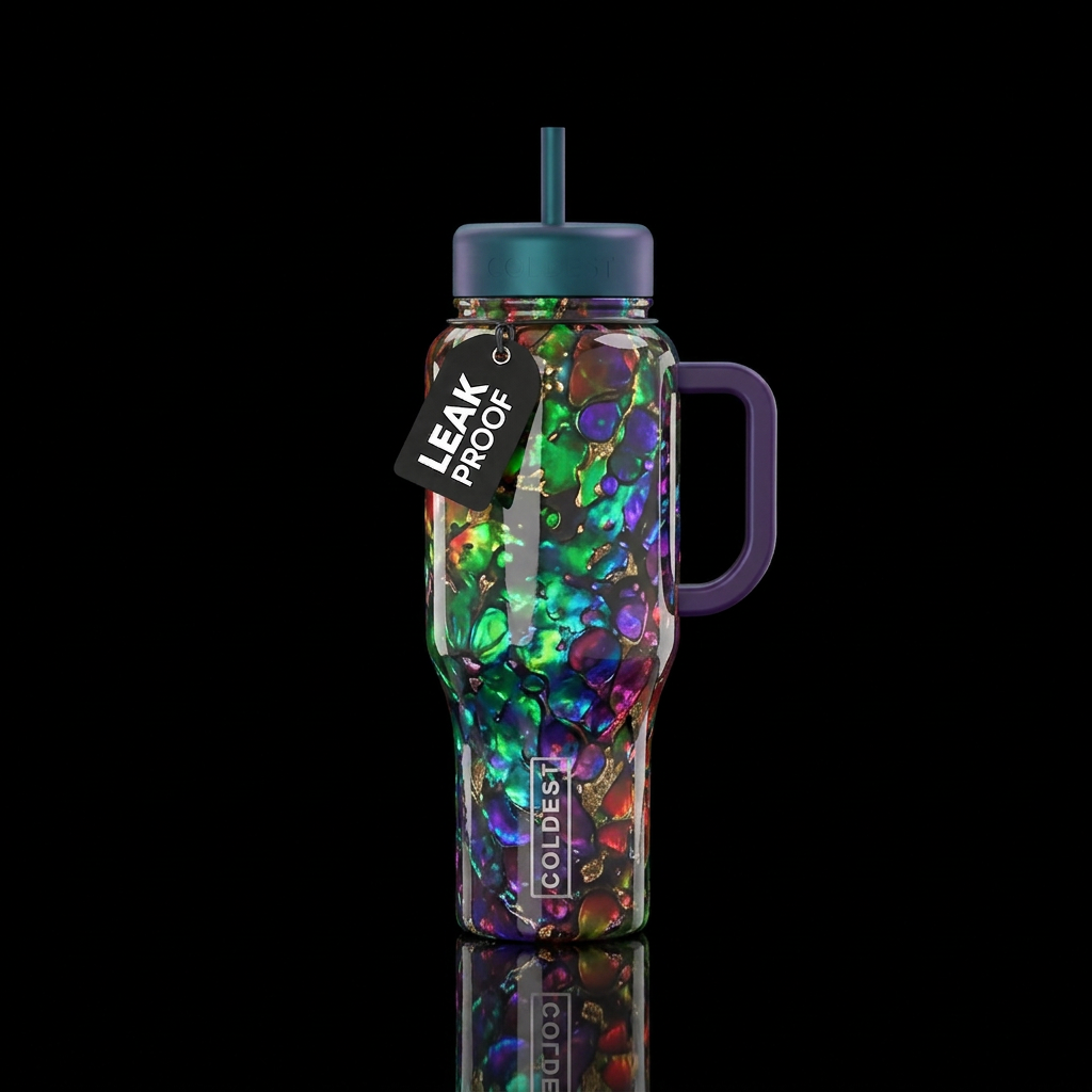Splateted amolite, glossy, glowie, trompe-l'œil, b... water bottle design