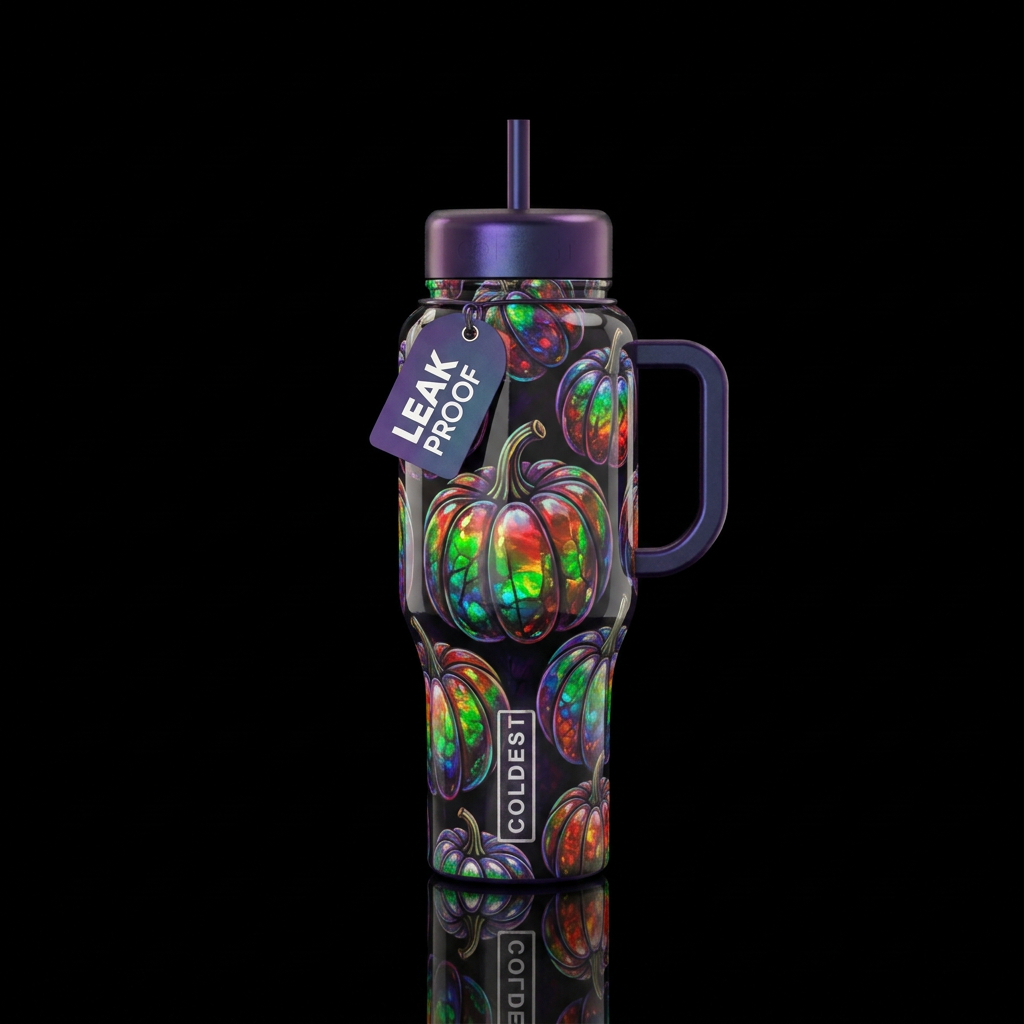 Amolite pumpkins, glossy, glowie, trompe-l'œil, be... water bottle design