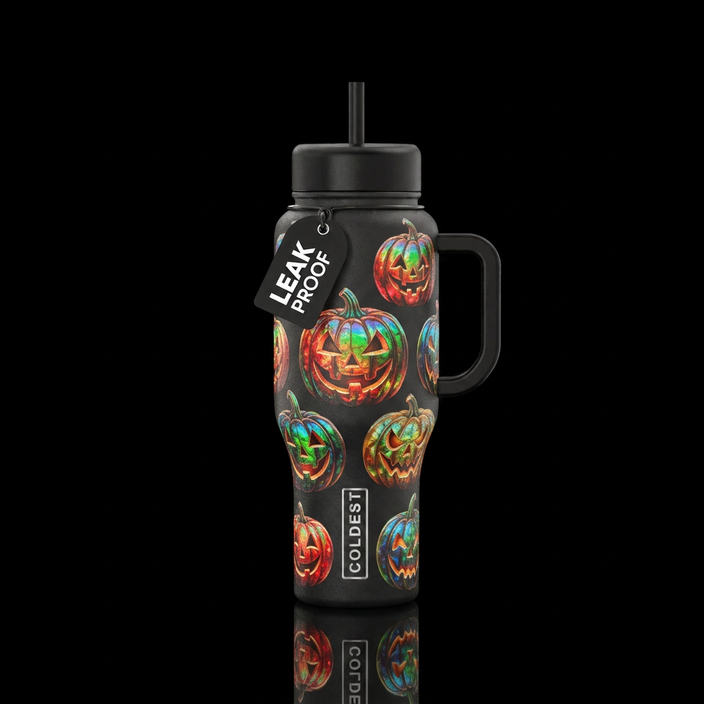 Amolite pumpkins, glossy, glowie, trompe-l'œil, be... water bottle design