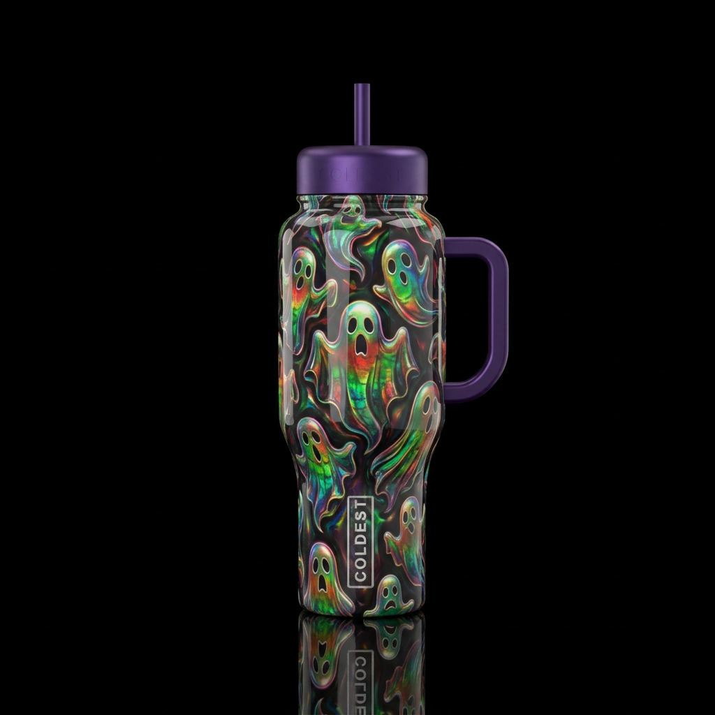 Amolite ghosts,glossy, glowie, trompe-l'œil, beaut... water bottle design