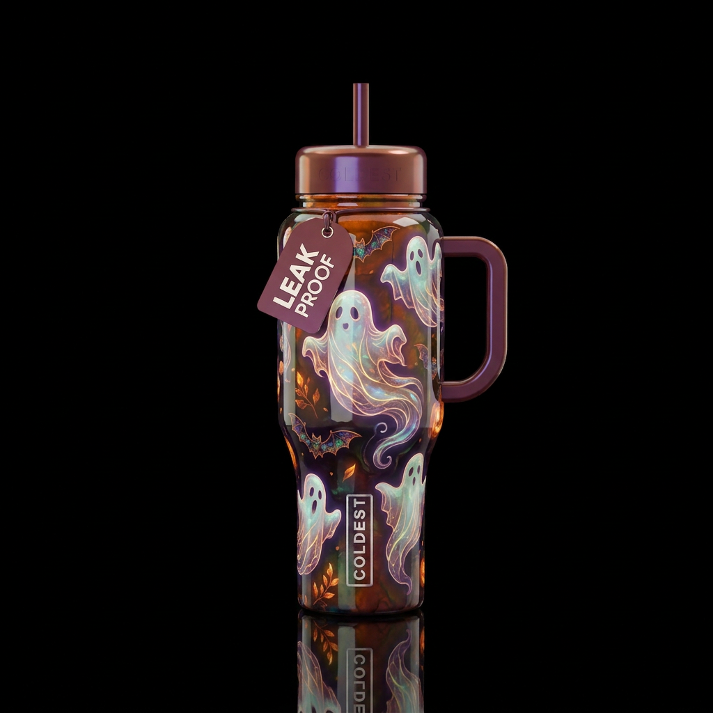 Amolite ghosts,glossy, glowie, trompe-l'œil, beaut... water bottle design