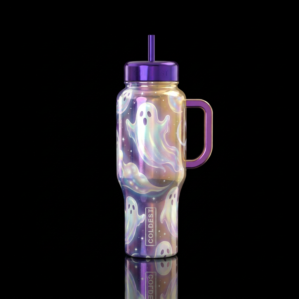 Ambrosia ghosts, glossy, glowie, trompe-l'œil, bea... water bottle design