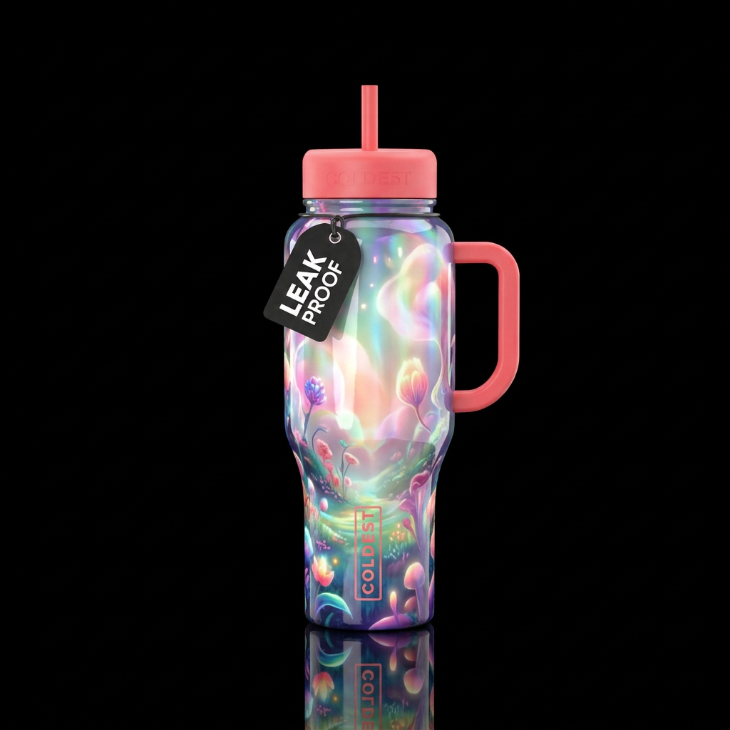 Belini, glossy, glowie, trompe-l'œil, beautiferous... water bottle design