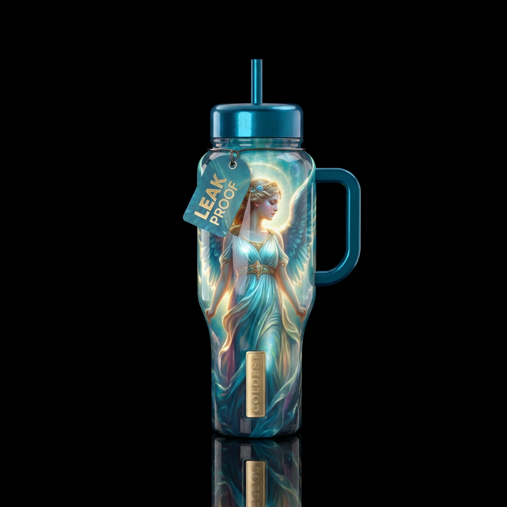 Ambrosia angel, glossy, glowie, trompe-l'œil, beau... water bottle design