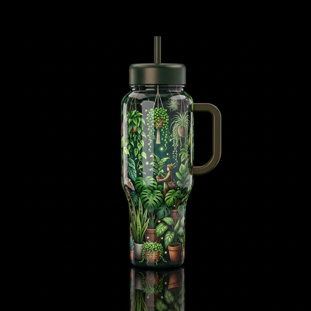 Houseplant collector hanging and potted, glossy, g... water bottle design