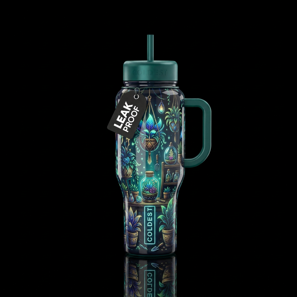 Magical plant collector hanging and potted, glossy... water bottle design