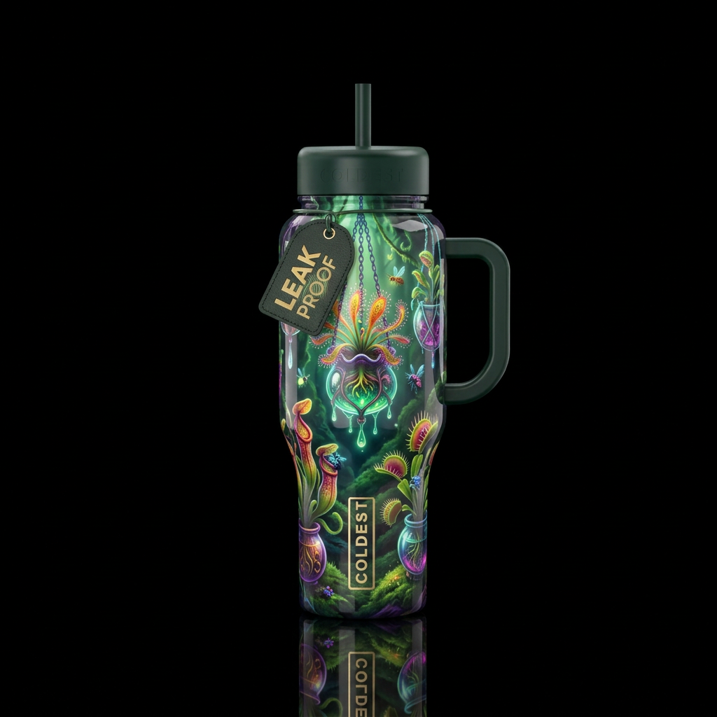 Magical carnivorous plant collector  potted and ha... water bottle design